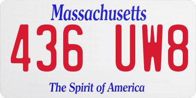 MA license plate 436UW8
