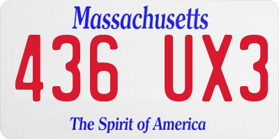 MA license plate 436UX3