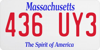 MA license plate 436UY3
