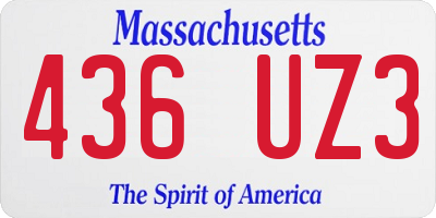 MA license plate 436UZ3