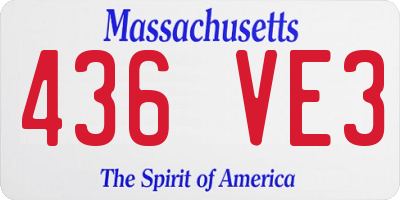 MA license plate 436VE3