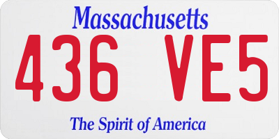 MA license plate 436VE5