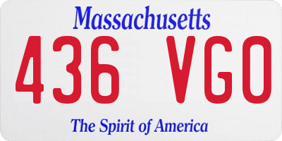 MA license plate 436VG0