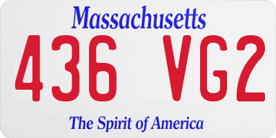 MA license plate 436VG2