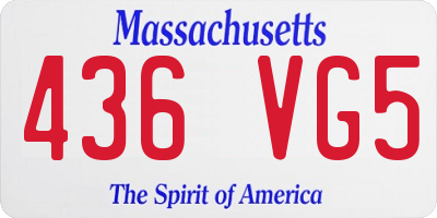 MA license plate 436VG5