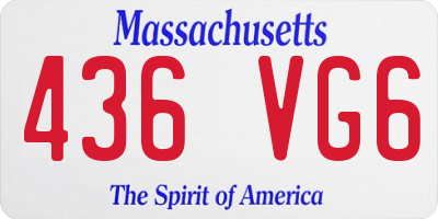 MA license plate 436VG6