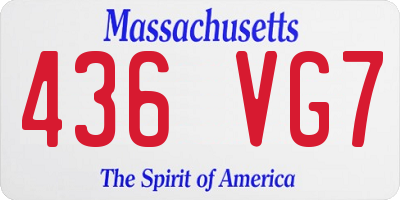 MA license plate 436VG7