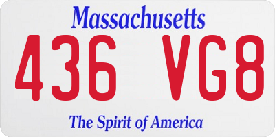 MA license plate 436VG8