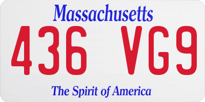 MA license plate 436VG9