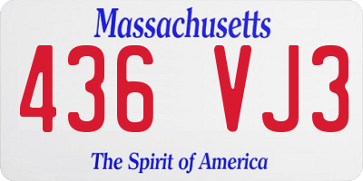 MA license plate 436VJ3