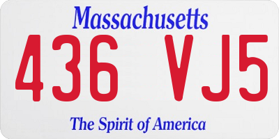 MA license plate 436VJ5