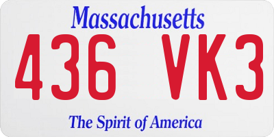 MA license plate 436VK3