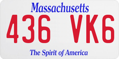 MA license plate 436VK6
