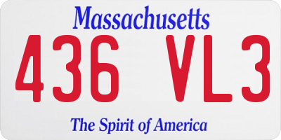 MA license plate 436VL3