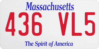 MA license plate 436VL5