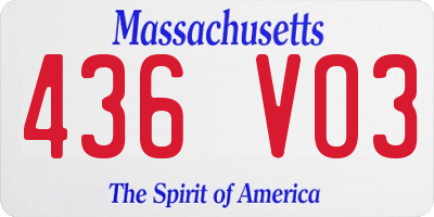MA license plate 436VO3