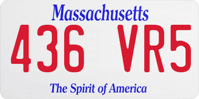 MA license plate 436VR5