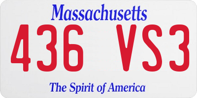 MA license plate 436VS3