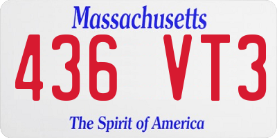 MA license plate 436VT3