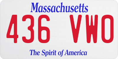 MA license plate 436VW0