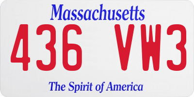 MA license plate 436VW3