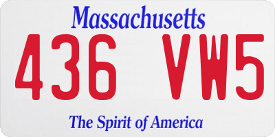 MA license plate 436VW5