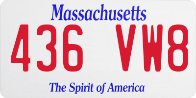 MA license plate 436VW8