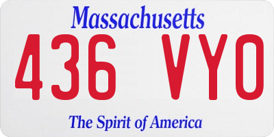 MA license plate 436VY0