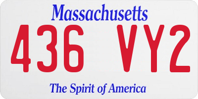 MA license plate 436VY2