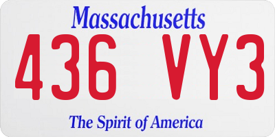 MA license plate 436VY3