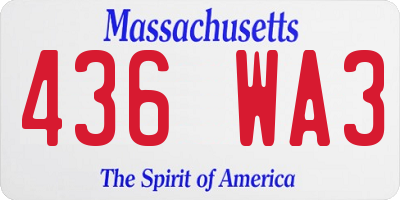 MA license plate 436WA3