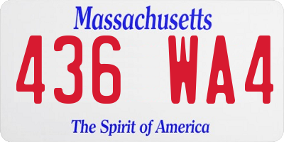 MA license plate 436WA4