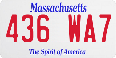 MA license plate 436WA7