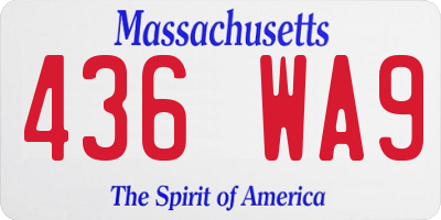 MA license plate 436WA9