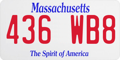 MA license plate 436WB8