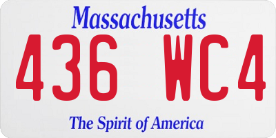 MA license plate 436WC4