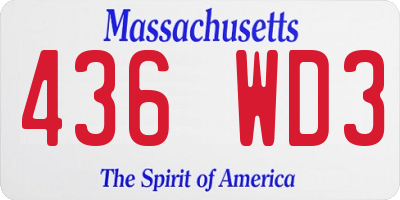 MA license plate 436WD3