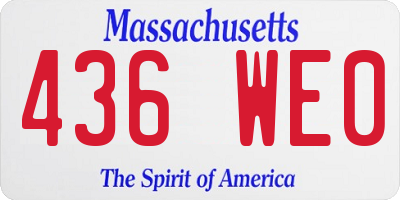 MA license plate 436WE0