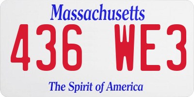 MA license plate 436WE3