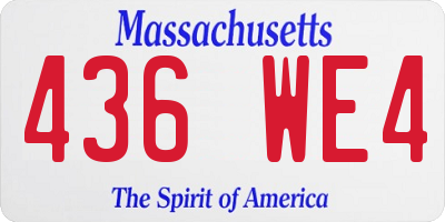 MA license plate 436WE4