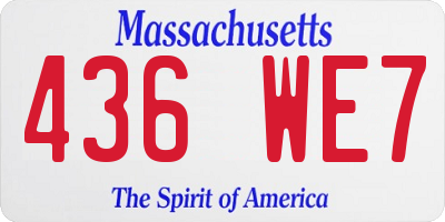 MA license plate 436WE7
