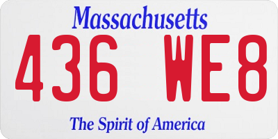 MA license plate 436WE8