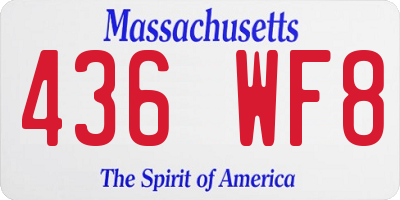 MA license plate 436WF8
