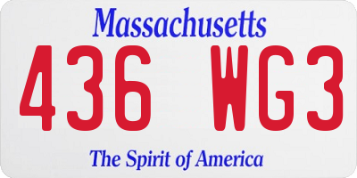 MA license plate 436WG3