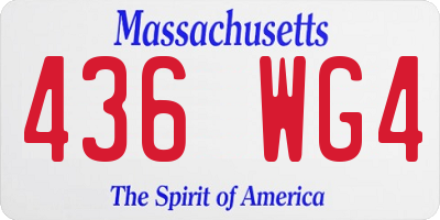 MA license plate 436WG4