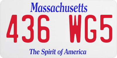 MA license plate 436WG5