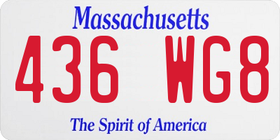 MA license plate 436WG8