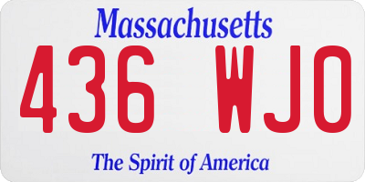 MA license plate 436WJ0