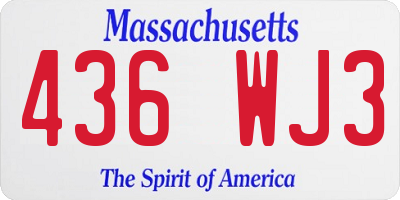 MA license plate 436WJ3