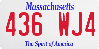 MA license plate 436WJ4